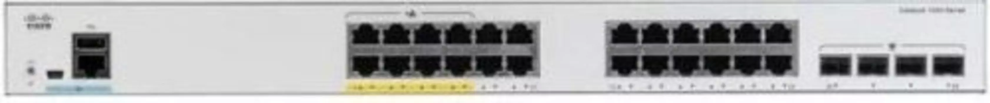 Коммутатор Cisco C1000-24P-4X-L, управляемый, кол-во портов: 24x1 Гбит/с, кол-во SFP/uplink: SFP 4x1 Гбит/с, установка в стойку, PoE: 24x30Вт (макс. 195Вт) (C1000-24P-4X-L)