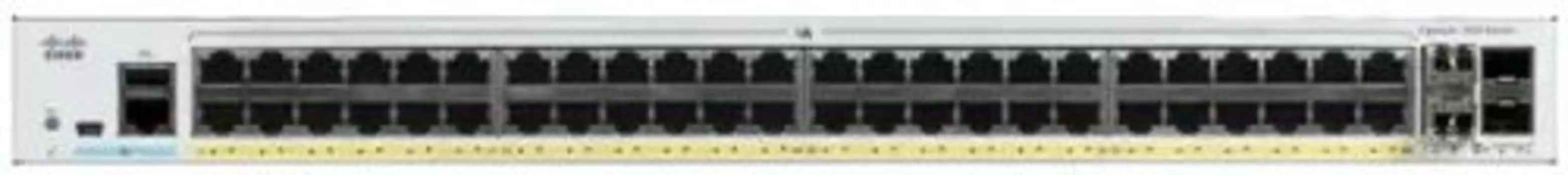 Коммутатор Cisco C1000-48P-4X-L, управляемый, кол-во портов: 48x1 Гбит/с, кол-во SFP/uplink: SFP 4x1 Гбит/с, установка в стойку, PoE (макс. 370Вт) (C1000-48P-4X-L)