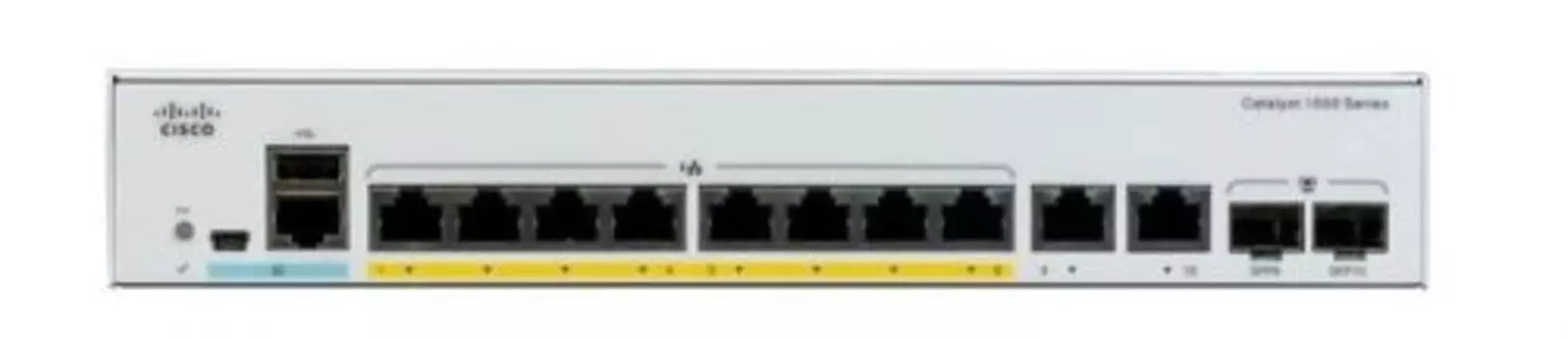 Коммутатор Cisco C1000-8P-2G-L, управляемый, кол-во портов: 8x1 Гбит/с, кол-во SFP/uplink: SFP 2x1 Гбит/с, установка в стойку, PoE (макс. 67Вт) (C1000-8P-2G-L)
