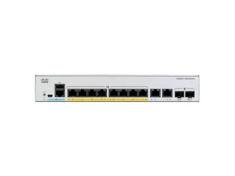 Коммутатор Cisco C1000-8T-E-2G-L, управляемый, кол-во портов: 8x1 Гбит/с, кол-во SFP/uplink: SFP 2x1 Гбит/с, установка в стойку (C1000-8T-E-2G-L)