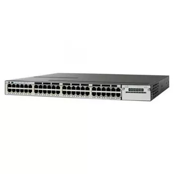 Коммутатор Cisco Catalyst 3850 WS-C3850-48F-S, управляемый, кол-во портов: 48x1 Гбит/с, установка в стойку, PoE: 48x30Вт (макс. 800Вт) (WS-C3850-48F-S)