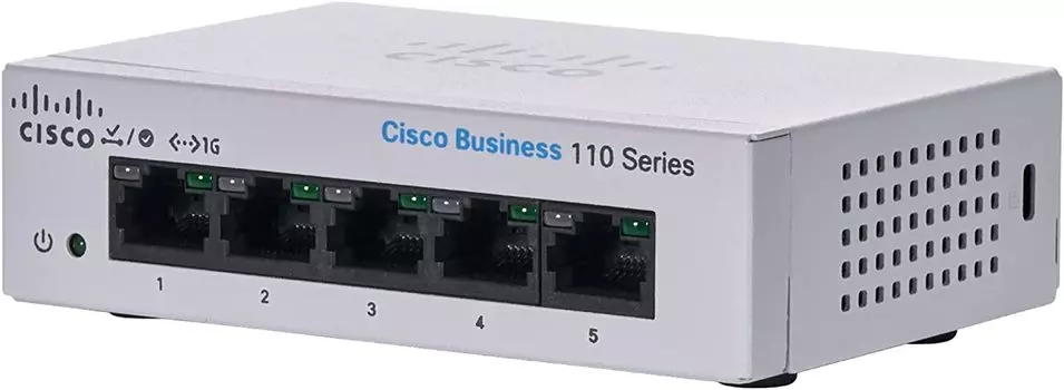 Коммутатор Cisco CBS110 , кол-во портов: 5x1 Гбит/с (CBS110-5T-D-EU)