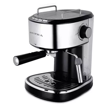 Кофеварка рожковая Supra CMS-1515, молотый, 1л, ручной капучинатор, черный/серебристый, 850Вт