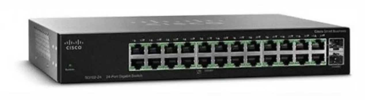 Коммутатор Cisco SG112-24, кол-во портов: 24x1 Гбит/с, SFP 2x1 Гбит/с, установка в стойку (SG112-24-EU)