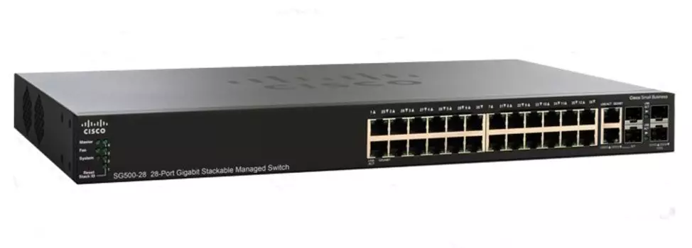 Коммутатор Cisco SG350-28, управляемый, кол-во портов: 24x1 Гбит/с, кол-во SFP/uplink: combo RJ-45/SFP 4x1 Гбит/с, установка в стойку (SG350-28-K9-EU)