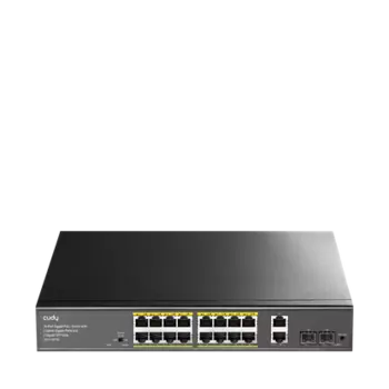Коммутатор Cudy GS1018PS2, кол-во портов: 16x1 Гбит/с SFP 2x1 Гбит/с, кол-во SFP/uplink: RJ-45 2x1 Гбит/с, установка в стойку, PoE: 16x30 Вт (макс. 200 Вт)