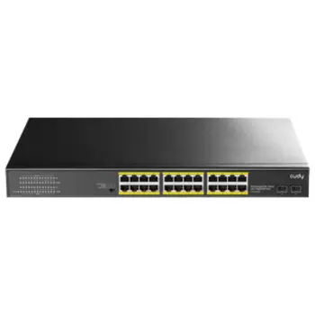 Коммутатор Cudy GS1028PS2, кол-во портов: 24x1 Гбит/с, кол-во SFP/uplink: SFP 2x1 Гбит/с, установка в стойку, PoE: 24x30 Вт (макс. 300 Вт)