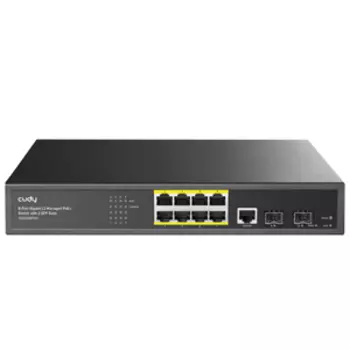 Коммутатор Cudy GS2008PS2, управляемый, кол-во портов: 8x1 Гбит/с, кол-во SFP/uplink: SFP 2x1 Гбит/с, установка в стойку, PoE: 8x30 Вт (макс. 120 Вт)