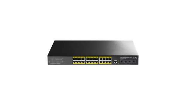 Коммутатор Cudy GS2028PS4-400W, управляемый, кол-во портов: 24x1 Гбит/с, кол-во SFP/uplink: SFP 4x10 Гбит/с, установка в стойку, PoE: 24x30 Вт (макс. 400 Вт)