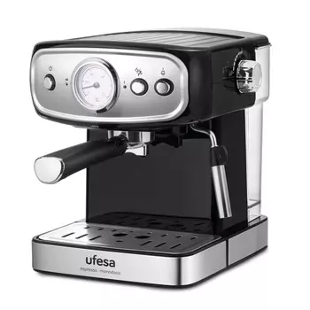 Кофеварка рожковая Ufesa CE7244 BRESCIA, 850 Вт, кофе капсульный / молотый, 1.5 л, капучинатор, серебристый/черный (71705061)