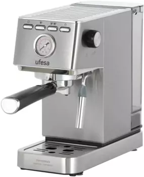 Кофеварка рожковая Ufesa CE8030 Milazzo, 1.35 кВт, кофе капсульный / молотый, 1.4 л, ручной капучинатор, дисплей, серебристый (71705063)