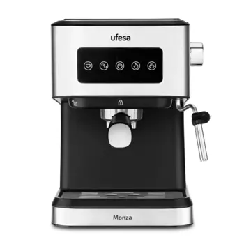 Кофеварка рожковая Ufesa Monza, 1.05 кВт, кофе капсульный / молотый, 1.5 л, капучинатор, дисплей, серебристый/черный (71705461)