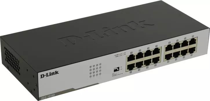 Коммутатор D-link DGS-1016D, кол-во портов: 16x1 Гбит/с, установка в стойку (DGS-1016D/I1A)