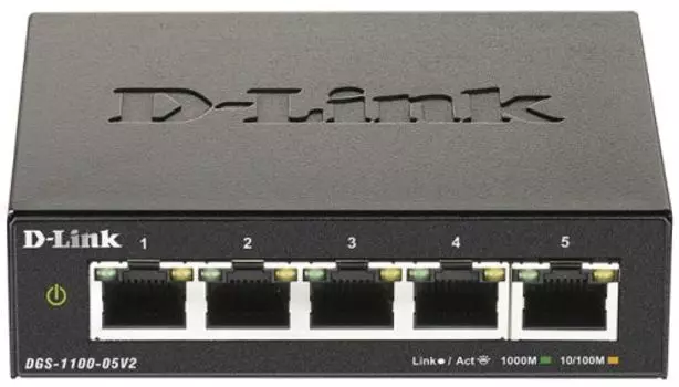 Коммутатор D-link DGS-1100-05V2, управляемый, кол-во портов: 5x1 Гбит/с (DGS-1100-05V2/A1A)