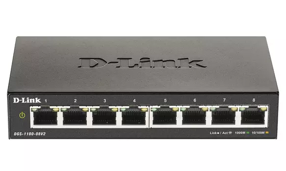 Коммутатор D-link DGS-1100-08V2, управляемый, кол-во портов: 8x1 Гбит/с (DGS-1100-08V2/A1A)