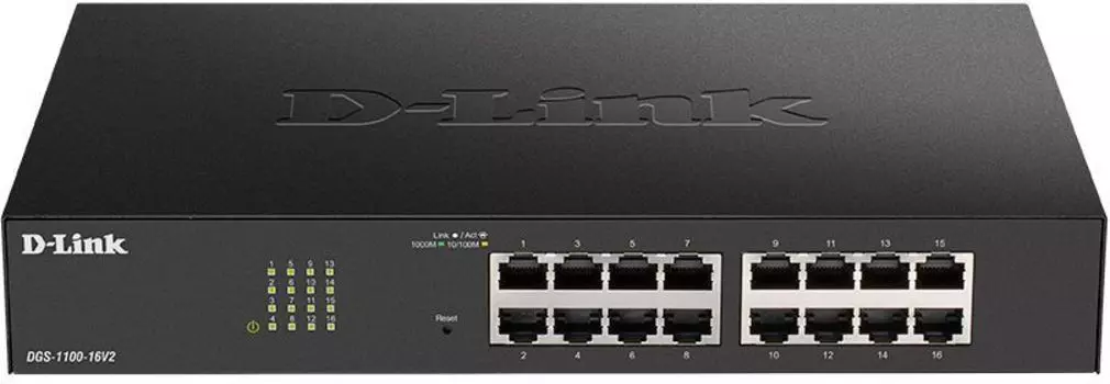 Коммутатор D-link DGS-1100-16, управляемый, кол-во портов: 16x1 Гбит/с, установка в стойку (DGS-1100-16V2/A1A)