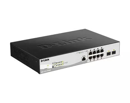 Коммутатор D-Link DGS-1210-10P/ME, управляемый, кол-во портов: 8x1 Гбит/с, кол-во SFP/uplink: SFP 2x1 Гбит/с, установка в стойку, PoE: 8x30 Вт (макс. 78 Вт) (DGS-1210-10P/ME/B1A)