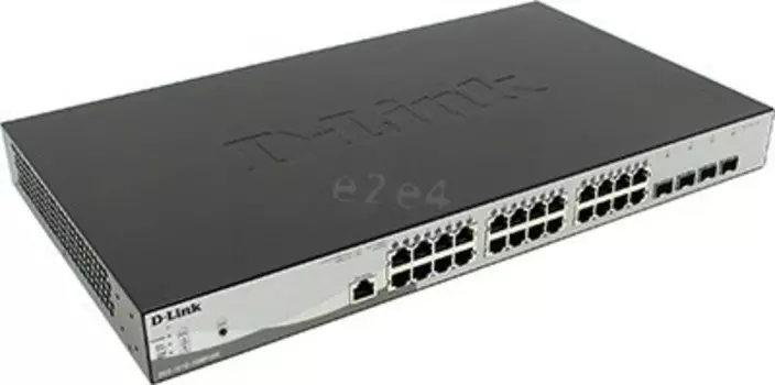 Коммутатор D-Link DGS-1210-28MP/ME, управляемый, кол-во портов: 24x1 Гбит/с, кол-во SFP/uplink: SFP 4x1 Гбит/с, установка в стойку, PoE: 24x30Вт (макс. 370Вт) (DGS-1210-28MP/ME/B2A)