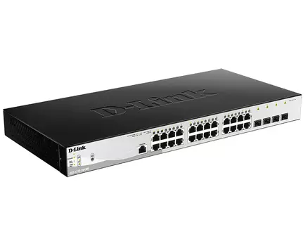 Коммутатор D-link DGS-1210-28P/ME, управляемый, кол-во портов: 24x1 Гбит/с, кол-во SFP/uplink: SFP 4x1 Гбит/с, установка в стойку, PoE: 24x30Вт (макс. 193Вт) (DGS-1210-28P/ME/B1A)