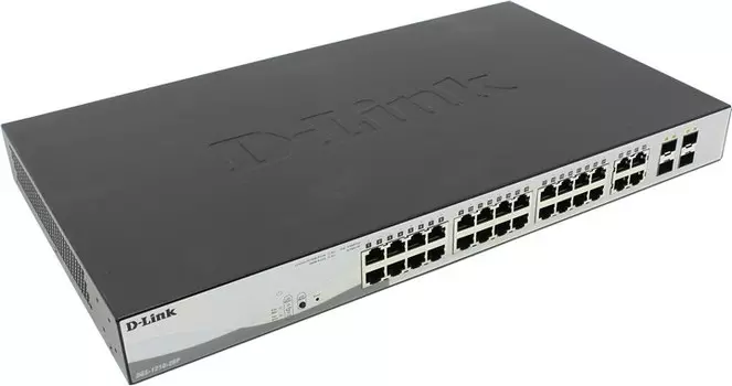 Коммутатор D-link DGS-1210-28P, управляемый, кол-во портов: 28x1 Гбит/с, кол-во SFP/uplink: combo RJ-45/SFP 4x1 Гбит/с, установка в стойку, PoE: 24x30Вт (макс. 193Вт) (DGS-1210-28P/F1A)