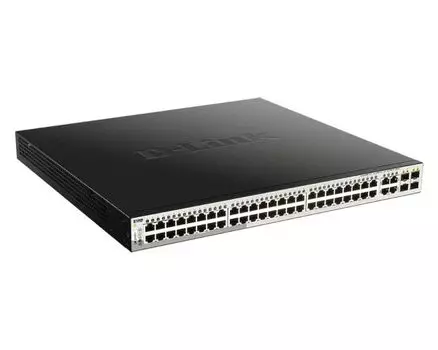 Коммутатор D-link DGS-1210-52MP/FL, управляемый, кол-во портов: 48x1 Гбит/с, кол-во SFP/uplink: combo RJ-45/SFP 4x1 Гбит/с, установка в стойку, PoE: 48x30Вт (макс. 370Вт) (DGS-1210-52MP/FL1A)