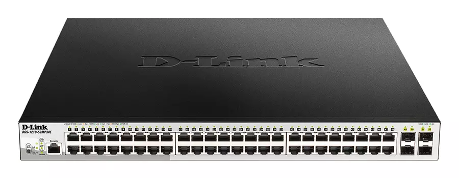 Коммутатор D-Link DGS-1210-52MP/ME, управляемый, кол-во портов: 48x1 Гбит/с, кол-во SFP/uplink: SFP 4x1 Гбит/с, установка в стойку, PoE: 48x30 Вт (макс. 370 Вт) (DGS-1210-52MP/ME/B2A)