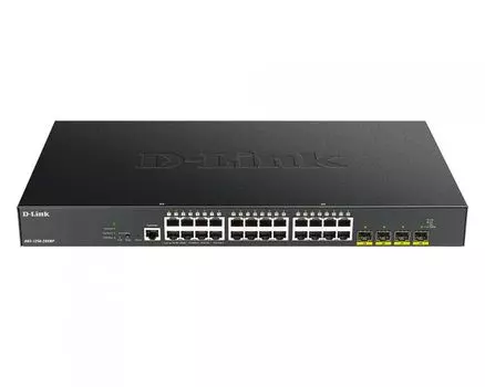 Коммутатор D-link DGS-1250-28XMP, управляемый, кол-во портов: 24x1 Гбит/с, кол-во SFP/uplink: SFP+ 4x10 Гбит/с, установка в стойку, PoE: 24шт.x30W (макс. 370W) (DGS-1250-28XMP/A1A)