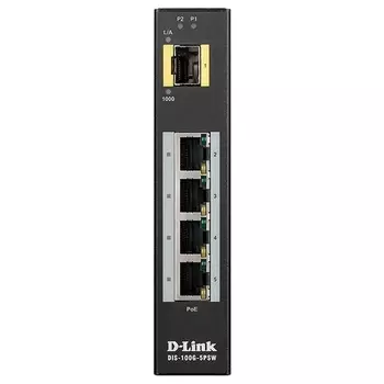 Коммутатор D-link DIS-100G-5PSW, кол-во портов: 4x1 Гбит/с, кол-во SFP/uplink: SFP 1x1 Гбит/с, PoE:4x30 Вт (макс. 120 Вт) (DIS-100G-5PSW)