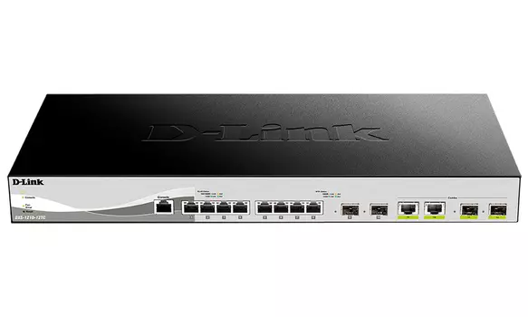 Коммутатор D-Link DXS-1210-12TC, управляемый, кол-во портов: 8x10 Гбит/с, кол-во SFP/uplink: combo RJ-45/SFP+ 4x10 Гбит/с, установка в стойку (DXS-1210-12TC/B1A)