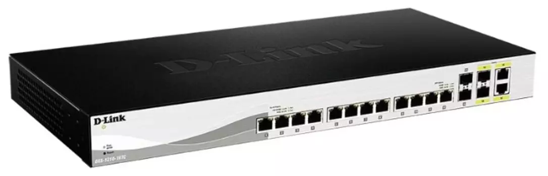 Коммутатор D-link DXS-1210-16TC, управляемый, кол-во портов: 12x10 Гбит/с, кол-во SFP/uplink: combo RJ-45/SFP+ 4x10 Гбит/с, установка в стойку (DXS-1210-16TC/A2A)