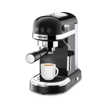 Кофеварка рожковая ZELMER EXPRESSO ZCM7295, 1.35 кВт, кофе молотый, 1.4 л, ручной капучинатор, черный/серебристый (71705443P)