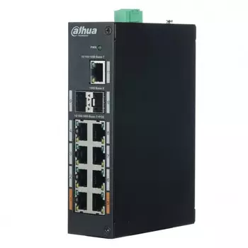 Коммутатор DAHUA DH-PFS3211-8GT-120, кол-во портов: 8x1 Гбит/с, SFP 2x1 Гбит/с, кол-во SFP/uplink: RJ-45 1x1 Гбит/с, PoE:8x60 Вт (макс. 120 Вт) (DH-PFS3211-8GT-120)