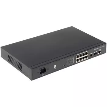 Коммутатор DAHUA DH-PFS4210-8GT-150, управляемый, кол-во портов: 8x1 Гбит/с, SFP 2x1 Гбит/с, PoE: 8x30Вт (макс. 150Вт) (DH-PFS4210-8GT-150)