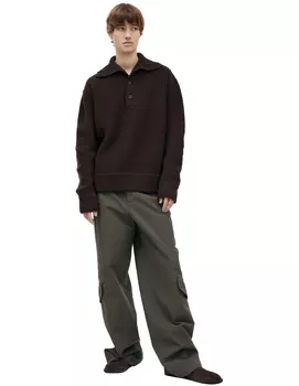Sweater with button-down collar