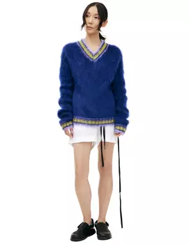 V-neck mohair sweater