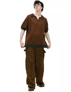 Brown knit polo