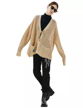 Wood yarn cardigan