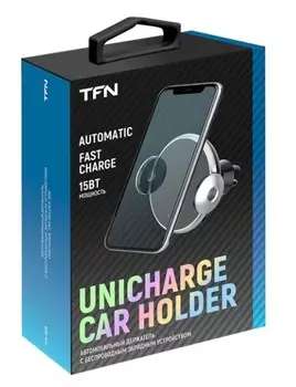 Держатель автомобильный TFN TFN-QI16 встроенное беспроводное зарядное устройство, Unicharge Car 15W black