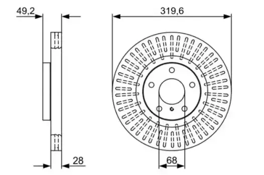 Тормозной диск BOSCH 0986479V60 вентилируемый передняя ось