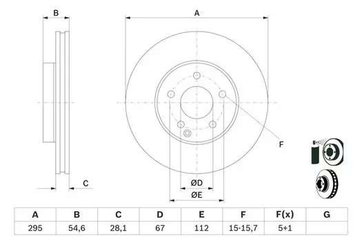 Тормозной диск BOSCH 0 986 479 039 вентилируемый передняя ось