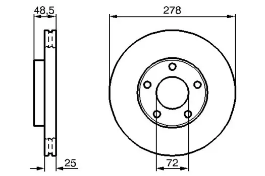 Тормозной диск BOSCH 0 986 479 179 вентилируемый передний мост