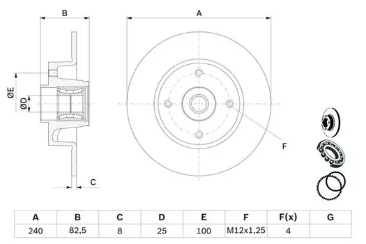 Тормозной диск BOSCH 0 986 479 278 полный задний мост