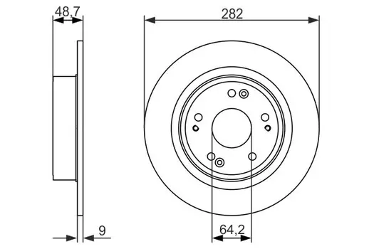 Тормозной диск BOSCH 0 986 479 738 полный задний мост