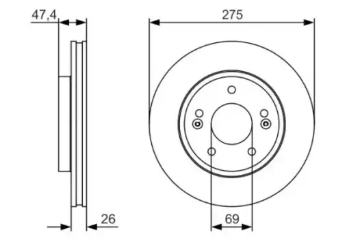 Тормозной диск BOSCH 0 986 479 R26 вентилируемый передняя ось