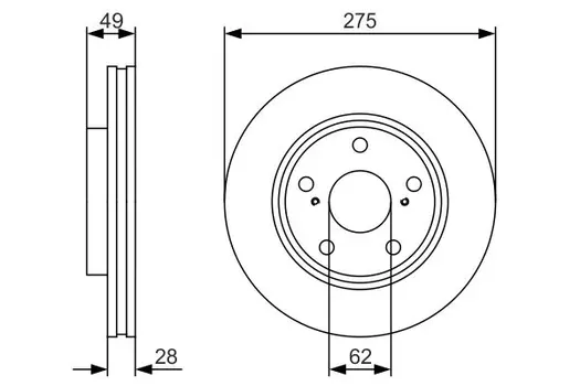 Тормозной диск BOSCH 0 986 479 R58 вентилируемый передняя ось