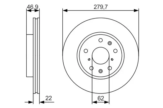 Тормозной диск BOSCH 0 986 479 S58 вентилируемый передняя ось