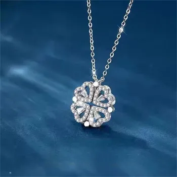 Серебряное ожерелье S925 с четырьмя листами клевера на удачу для женщин, универсальное, нишевое, для знаменитостей в Интернете, сменное, для одного ношения, маленькая, цепочка на ключицу для любви 925 Silver золотой