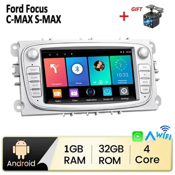 Android Авто Радио Автомобильный Мультимедийный Видеоплеер 2 DIN Для Ford Focus Mondeo C-MAX S-MAX Galaxy II Kuga 7 HD Экран MirrorLink GPS 1 + 32 ГБ чёрный
