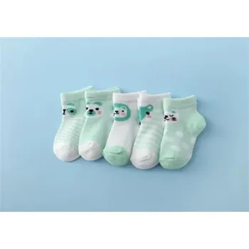 Lawadka 5Pairs/set New Summer Thin Newborn Baby Boys Girls Socks Cotton Infant Floor Sock Casual Cartoon Toddler 0-24Month XS 0to9Month