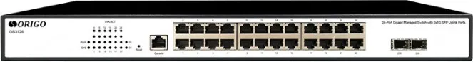 Коммутатор управляемый ORIGO OS3126/A1A 24x1000Base-T, 2x1000Base-X SFP, консольный порт RJ-45, 19", L2